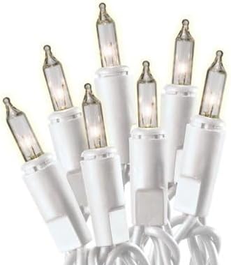 Holiday Pride White Christmas Tree Lights - 100 Count Clear White Lights String on White Wire - 24 Ft - Indoor/Outdoor Use - UL Listed - Static & Flashing Modes - Connectable