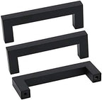 goldenwarm 60 Pack 4 Inch Black Cabinet Handles Matte Black Drawer Pulls Stainless Steel Cabinets Hardware Square Bar Modern for Kitchen Bathroom Cupboard