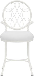 Hillsdale O'Malley Metal Vanity Stool for Makeup Room or Bathroom, White