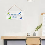 Personalized Sign Cute Bird Room Décor Kids Room Decor, Little Man Cave Wall Art Decor for Nursery, Flying Parrot Nursery Door Decor for Toddler Baby Boys Room