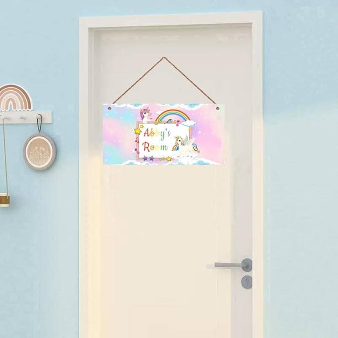 Personalized Sign Unicorn Themed Girls Room Decor, Unicorn Lovers,Custom Name Kids Room Wall Decor Decorative Plate for Boys Bedroom Little Man Cave
