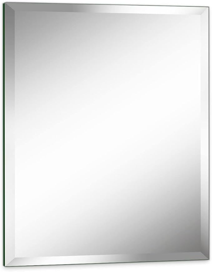 28"x36" Frameless Rectangle Wall Mirror with 1 inch Beveled Edge for Bathroom Vanity