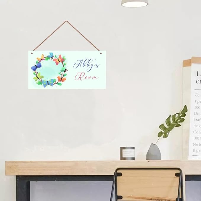 Personalized Sign Butterfly Sign For Girls Room Farmhouse Decor Butterflies Wall Art Home Decor For Kids Room,Custom Name Door Art Decor Decorative Plate for Boys Bedroom