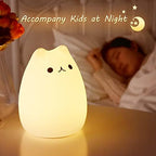 ZKLiLi Cat Night Light, Cute Nursery Lights USB Rechargeable Cat Lamp Nightlight Birthday Christmas Gift with Warm White and 7-Color Breathing Modes for Kids Baby Children (Remote Control)