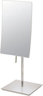 Aptations Rectangular Standing Mirror (5" x 8") - 3X Magnification | Portable Vanity Mirror with Handle for Flexibility | Decorative Makeup Mirror for Bedroom & Bathroom (Brushed Nickel)