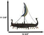 Ebros Gift Scandinavian Viking Norseman Dragon Gokstad Longship Model Ship Boat Resin Sculpture with Display Base Stand War Vessel Battle Ships Prototype Figurine