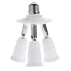 3-in-1 Light Socket Extender, E26/E27 to 3 Bulb Adapter with Adjustable Arms, 360° Rotatable for Ceiling Fan/Lamp Holder, UL Listed, Extension Splitter Without Power Switch(White)