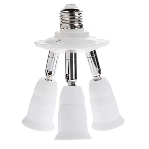 3-in-1 Light Socket Extender, E26/E27 to 3 Bulb Adapter with Adjustable Arms, 360° Rotatable for Ceiling Fan/Lamp Holder, UL Listed, Extension Splitter Without Power Switch(White)