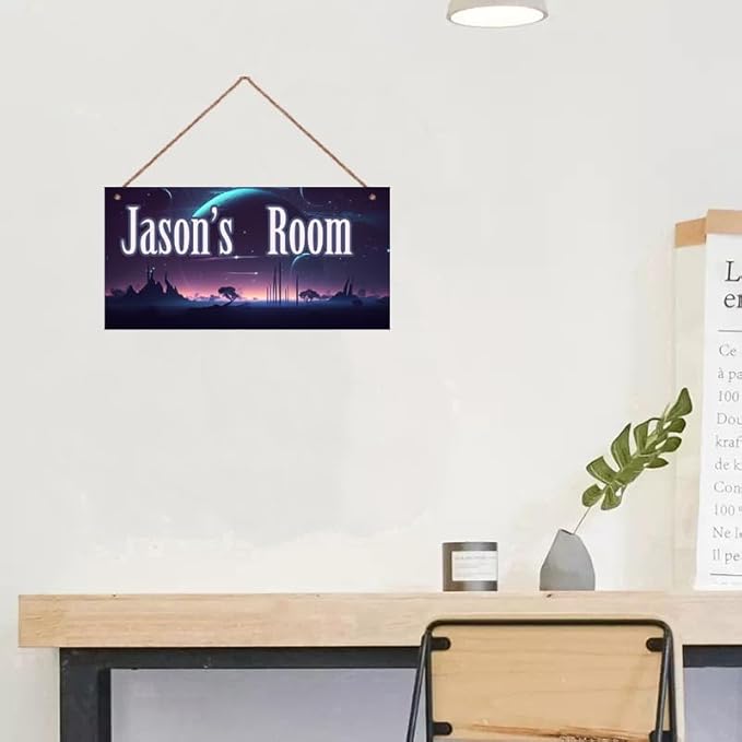 Personalized Sign Science Fiction Themed For Kids Room Starry Sky Nursery Door Art Decor For Little Man Cave,Custom Name Wall Decor Decorative Plate for Boys Bedroom Girls Room