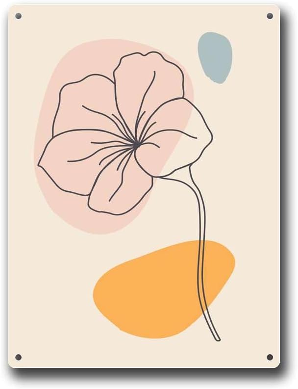Metal Tin Signs Abstract Flower Line Art Metal Tin Signs 12x16inch Tin Sign