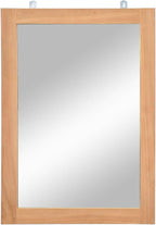 vidaXL Wall Mounted Mirror Made of Solid Teak, Scandinavian Style, Ideal for Bathroom/Dressing Room/Hallway, Brown, Rectangular, 19.7"x27.6", Comes with Hanging Hooks and Mounting Accessories