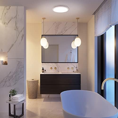 Homewerks 7141-50 Bathroom Fan Integrated LED Light Ceiling Mount Exhaust Ventilation 0.7 Sones 50 CFM, White