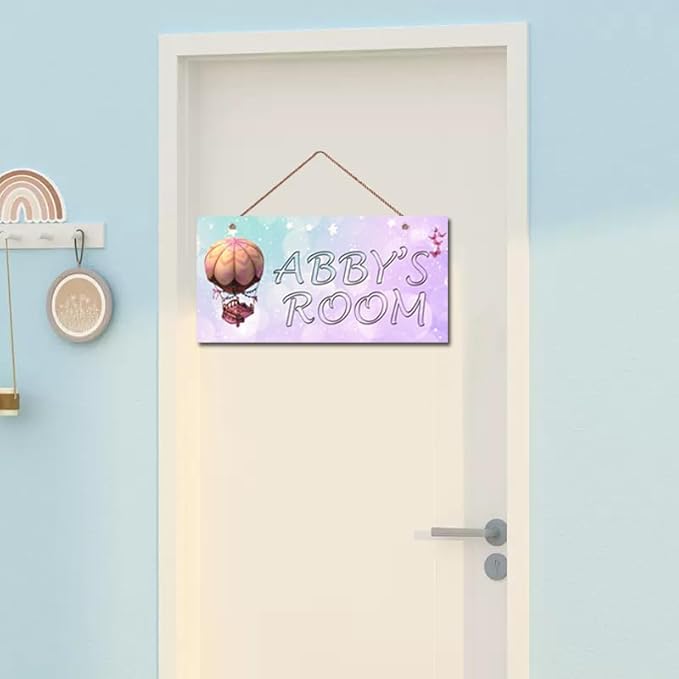 Personalized Signs Fire Balloon Sign, Custom Name Signs for Girls Room Dream Wall Decor, Lovely Quirky And Unique Unicorn Wall Décor for Kids Bedroom, Birthday Party, Bathroom, Playroom