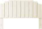 24KF Cream Velvet Tufted King Upholstered Headboard, Modern Vertical Channel Design California King Headboard with Stepped Silhouette Top Edge,Cream