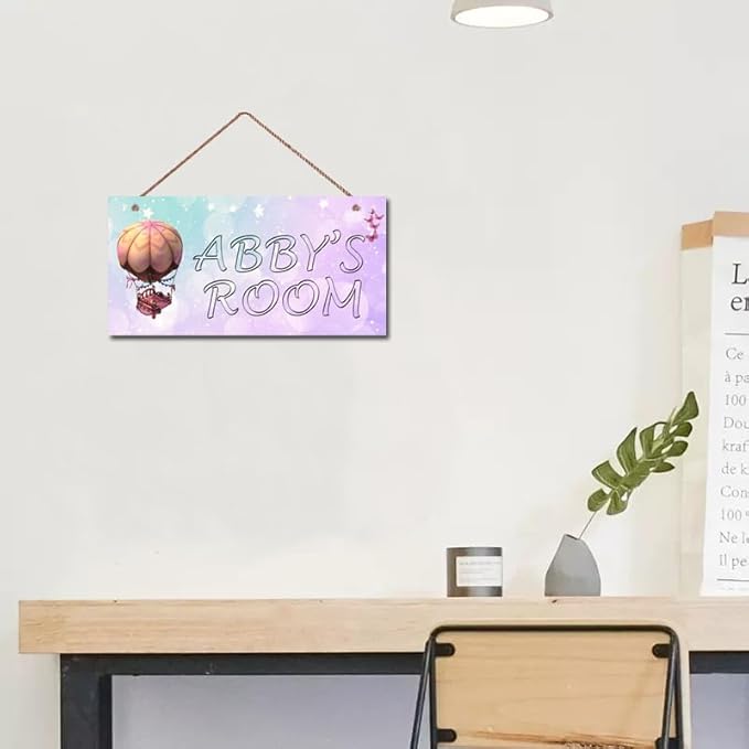 Personalized Signs Fire Balloon Sign, Custom Name Signs for Girls Room Dream Wall Decor, Lovely Quirky And Unique Unicorn Wall Décor for Kids Bedroom, Birthday Party, Bathroom, Playroom