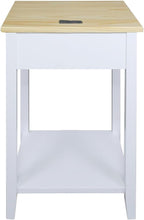 Casual Home Owl Night Stand with USB Port Charging Station and Drawer, 17.5" W x 14.25" D x 24.5" H, Natural White