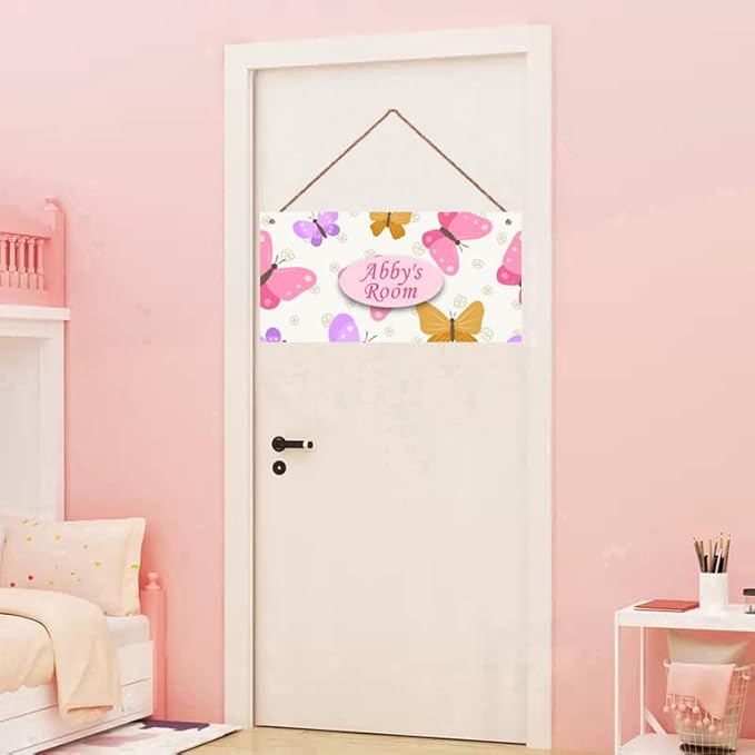 Personalized Butterfly Sign Wall Decor For Girls Room Kids Room Colorful Decoration Nursery Decor Party Decorations For Little Man Cave Flowers Theme Wall Art Decor For Boys Room