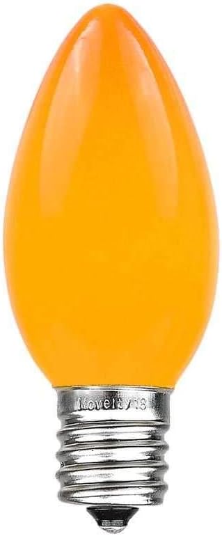 25 Foot C9 Orange Ceramic Outdoor Christmas String Light Set - Opaque Bulbs, Roofline Light String, Green Wire