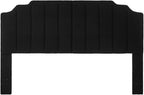 24KF Black Teddy Fabric Tufted King Upholstered Headboard, Modern Vertical Channel Design California King Headboard with Stepped Silhouette Top Edge,6026-K-Teddy Black