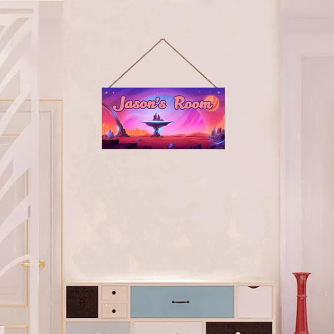 Personalized Universe Sign Science Fiction Themed For Kids Room Door Art Décor for Little Man Cave,Custom Name Starry Sky Wall Decor Decorative Plate for Boys Room Girls Bedroom