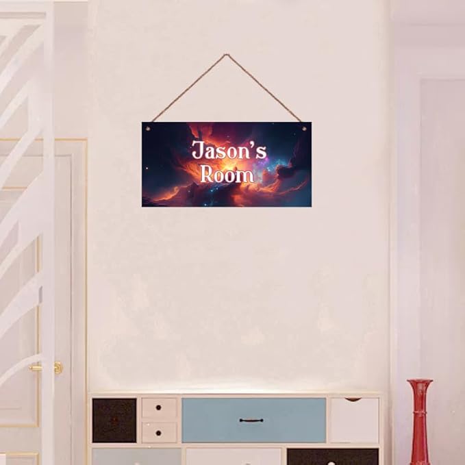 Personalized Universe Nebula Themed Sign For Kids Room Stars Nursery Door Decor,Custom Name Outer Space Wall Art Decor Decorative Plate for Boys Bedroom Girls Room Little Man Cave