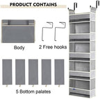2 Pack Over The Door Hanging Organizer 5-Shelves and 10 Side Pockets, Over The Door Storage for Bathroom and Bedroom, Back of Door Organizers for Baby Products and Kid's Toys(13"x5"x44" Grey)