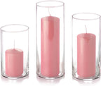 yummi Set of 36 Slim Pillars and Cylinder Vases - Light Rose