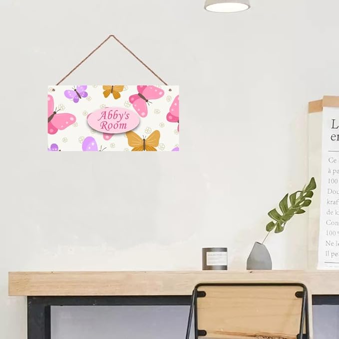 Personalized Butterfly Sign Wall Decor For Girls Room Kids Room Colorful Decoration Nursery Decor Party Decorations For Little Man Cave Flowers Theme Wall Art Decor For Boys Room