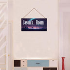 Personalized Sign Science Fiction Themed For Kids Room Starry Sky Nursery Door Art Decor For Little Man Cave,Custom Name Wall Decor Decorative Plate for Boys Bedroom Girls Room