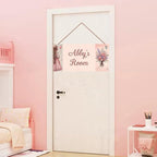 Personalized Name Sign Girl and Flowers Decor For Girls Room Baby Nursery Kids Bedroom Wood Plaque Hanging Wall Art Decor For Boys Room