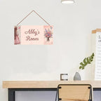 Personalized Name Sign Girl and Flowers Decor For Girls Room Baby Nursery Kids Bedroom Wood Plaque Hanging Wall Art Decor For Boys Room