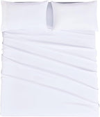 Mejoroom Queen Sheet Set - Hotel Luxury 1800 Bedding Sheets & Pillowcases - Deep Pocket Fitted Sheet, Hypoallergenic, Wrinkle& Breathable, Fade Resistant - 4 Piece (Queen,White)