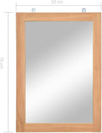 vidaXL Wall Mounted Mirror Made of Solid Teak, Scandinavian Style, Ideal for Bathroom/Dressing Room/Hallway, Brown, Rectangular, 19.7"x27.6", Comes with Hanging Hooks and Mounting Accessories