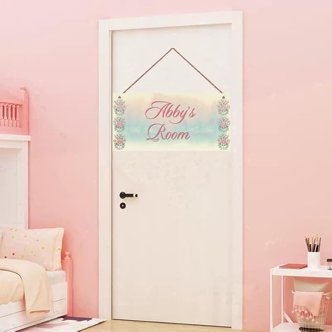 Personalized Sign Girls Bedroom Pretty Flowers Personalized Name Door Sign Wall Art Décor Wood Plaque Sign Wall Decor