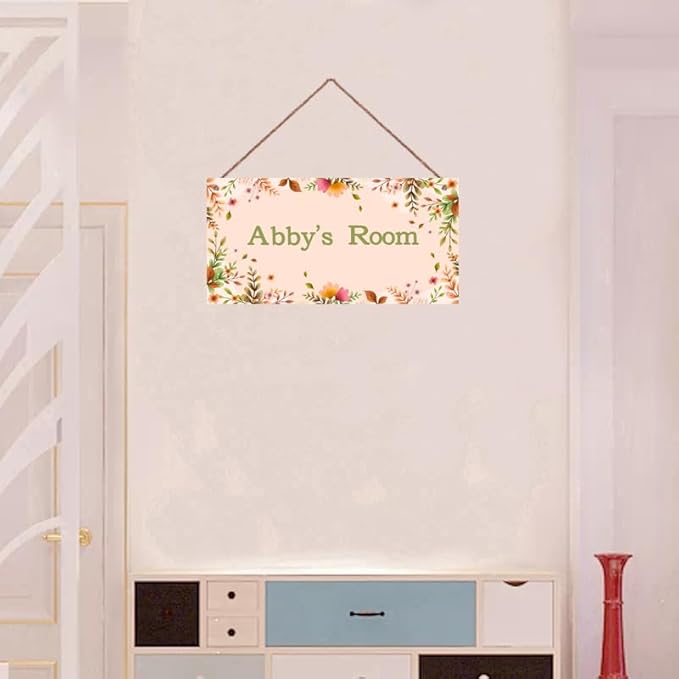 Personalized Sign Beautiful Flowers Themed Decor For Kids Room Nursery Door,Custom Name Nice Planet Wall Art Decor Decorative Plate for Boys Bedroom Girls Room Baby Game Room