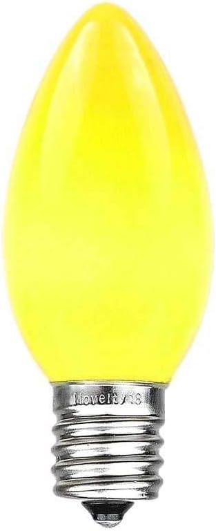 25 Foot C9 Yellow Ceramic Outdoor Christmas String Light Set - Opaque Bulbs - Roofline Light String - Green Wire