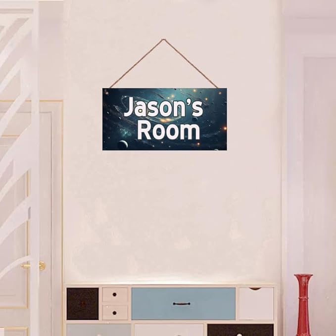 Personalized Universe Sign Funny Galaxy Themed For Kids Room Boys Bedroom Door Decor,Custom Name Fantasy Stars Wall Decor Decorative Plate for Nursery Girls Room