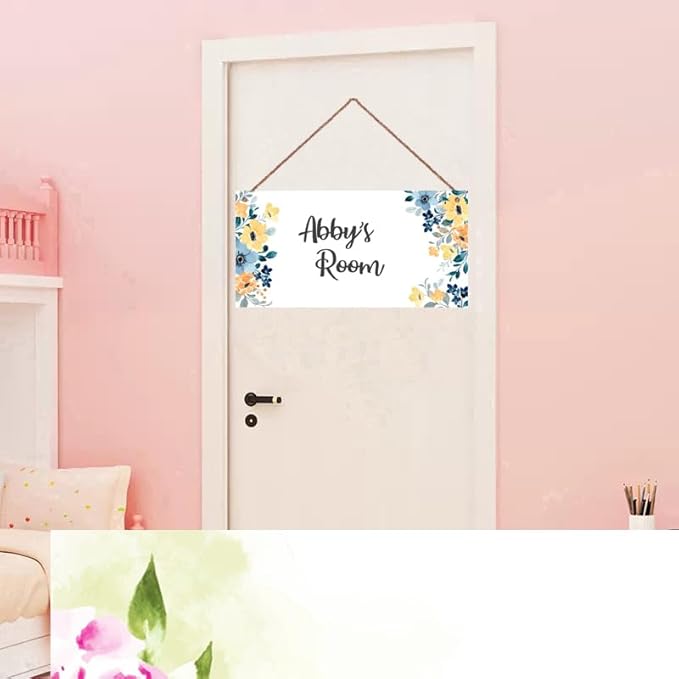 Personalized Flowers Sign For Girls Room Boys Bedroom Custom Name Science Funny Theme Kids Room Toddler Baby Nursery Door Plaque Wall Art Decor For Little Man Cave