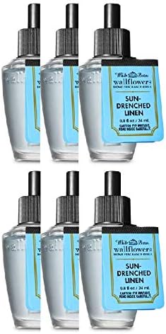 Bath and Body Works 6 Pack Sun-Drenched Linen Wallflowers Fragrance Refill 0.8 Oz.