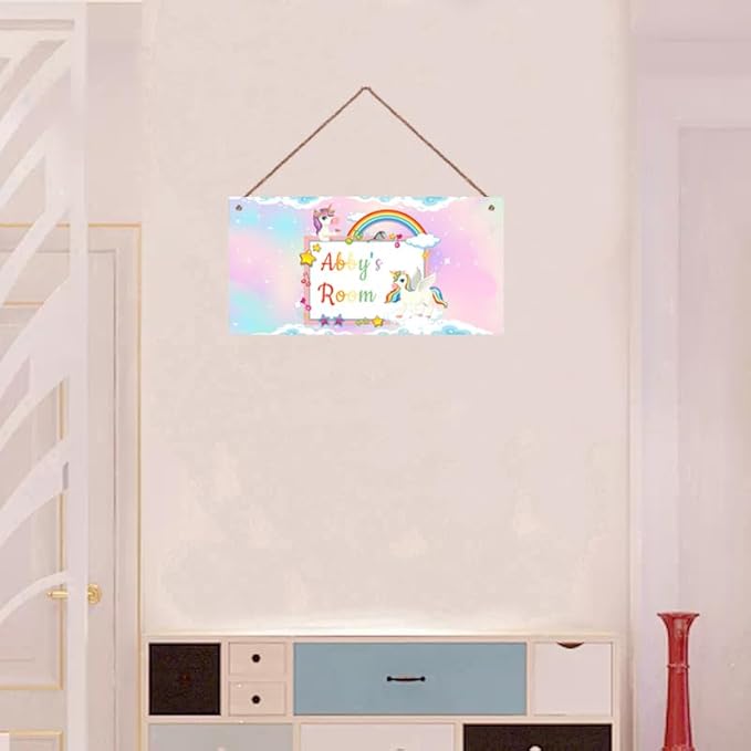 Personalized Sign Unicorn Themed Girls Room Decor, Unicorn Lovers,Custom Name Kids Room Wall Decor Decorative Plate for Boys Bedroom Little Man Cave