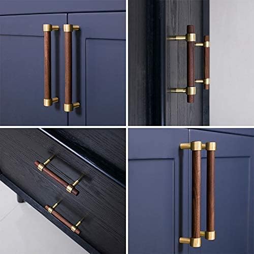 Drawer 6.69"/170mm Pulls Brass Walnut Kitchen Wardrobe Cabinet Hardware Pull Handle with Screw, 12Pcs