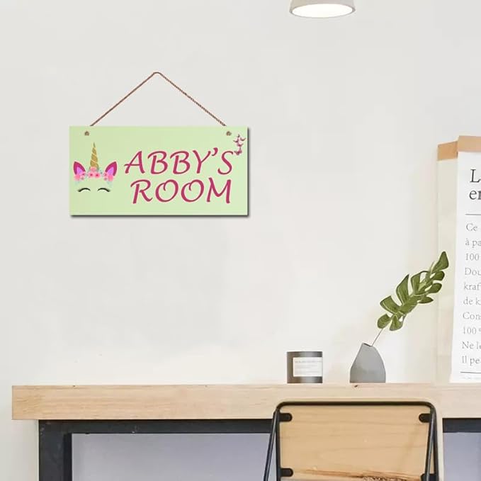 Personalized Signs Unicorn Sign, Custom Name Signs for Kids Room, Unicorn Rainbow Wall Decor for Girls Bedroom, Birthday Party, Bathroom, Playroom