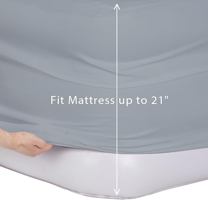 Bedecor Air Bed Sheets for Mattress Cover Removable Bed and Elastic Band Super Soft and Breathable & Deep up to 21" Light Gray Full