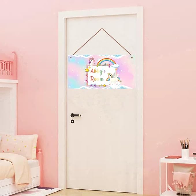 Personalized Sign Unicorn Themed Girls Room Decor, Unicorn Lovers,Custom Name Kids Room Wall Decor Decorative Plate for Boys Bedroom Little Man Cave