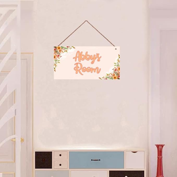Personalized Flowers Sign Door Décor For Kids Room Custom Name Little Man Cave Wall Art Decor, Stars Floral Nursery Beautiful Art Plate For Girls Room Boys Bedroom