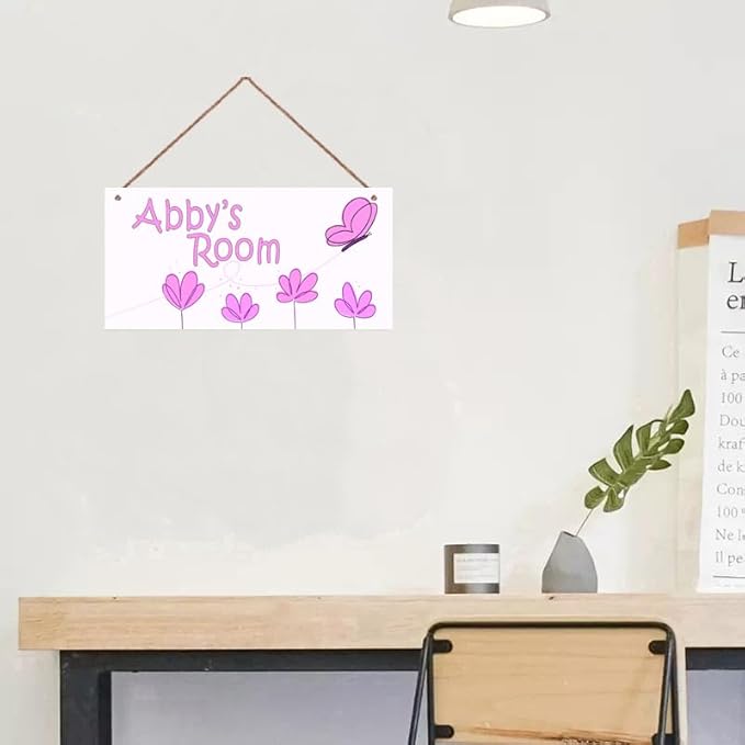 Personalized Pink Butterfly Sign Vintage Signs Retro Wall Art Decoration Exquisite Decorative Signs Custom Name Kids Room Flowers Wall Art Decor Nursery Decor For Kids Bedroom
