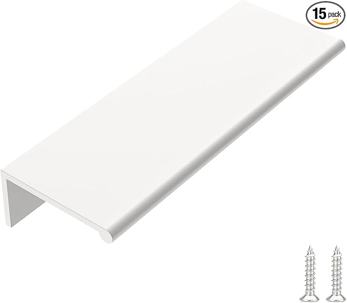 goldenwarm 15 Pack White Finger Edge Pulls Drawer Finger Pulls Kitchen Hardware Handles Bedroom Dresser Drawers, 3in Hole Centers