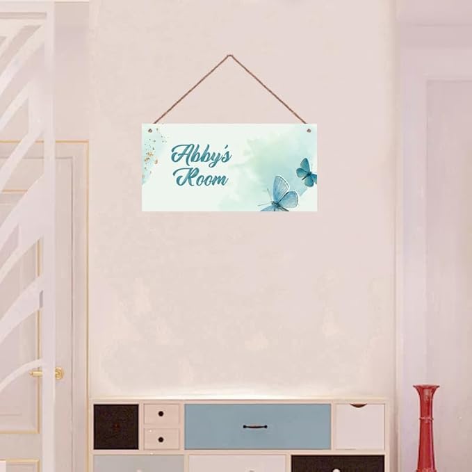 Personalized Sign Butterfly Sign Wall Art Décor For Kids Room Custom Name Door Art Décor For Little Man Cave, Floral Nursery Art Plate For Girls Room Boys Bedroom