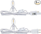 2 Pieces Accessory Cord with One LED Light Bulb Lamp Kit, 6Ft Christmas Village Lights Cord with On/Off Switch and Spare Fuse, Blow Mold Light for Christmas Houses Village, Holiday Craft Decorations