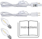 2 Pieces Accessory Cord with One LED Light Bulb Lamp Kit, 6Ft Christmas Village Lights Cord with On/Off Switch and Spare Fuse, Blow Mold Light for Christmas Houses Village, Holiday Craft Decorations